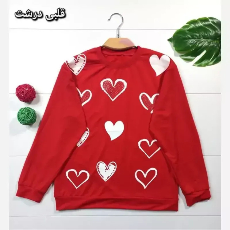 بلوز دخترانه و زنانه طرح دار قرمز جنس پنبه پلی استر سایز 38 تا 44