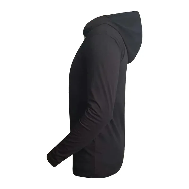 تیشرت آستین بلند مردانه طرح یوونتوس کلاه دار نخی اعلا مشکی سفید سایز L XL 2XL