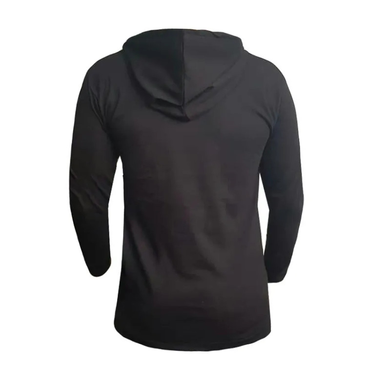 تیشرت آستین بلند کلاه دار طرح چلسی نخی اعلا در سه رنگ مشکی، سفید، زرد سایز L,XL,2XL