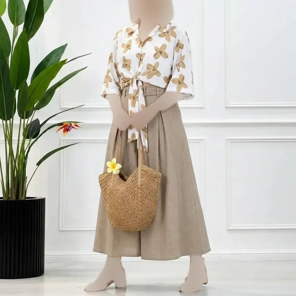 ست گره ای آیسانا شومیز نخ اسلپ و دامن صوفیا شانتون فری سایز