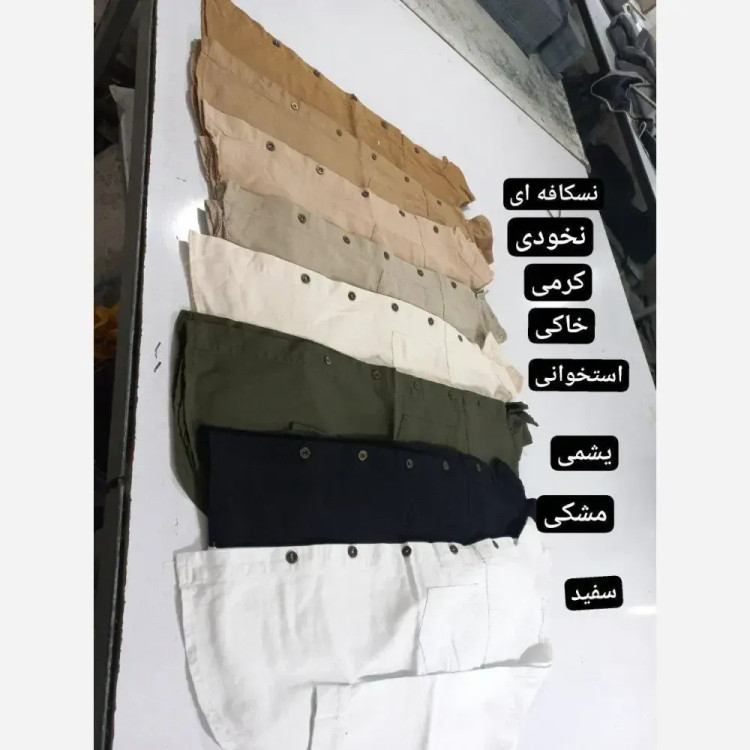 کتان دو جیب زنانه مدل دوجیب کتان رنگ مشکی یشمی کرمی سفید سایز 1 و 2
