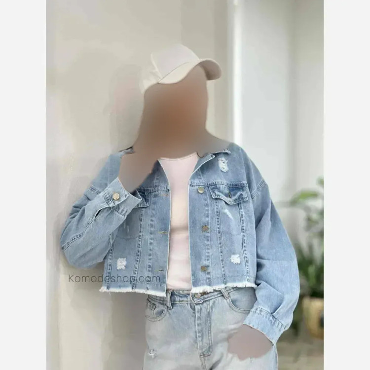 کت جین کوتاه ریشدار زنانه جین