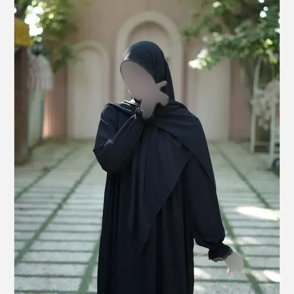 عبا زنانه مدل قمر جنس الیزه رنگ مشکی فری سایز