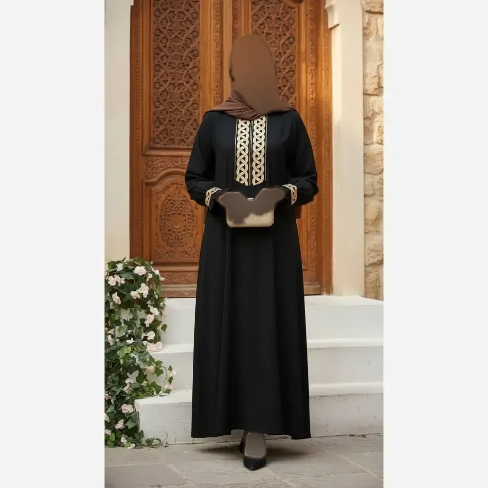 مانتو عبایی زنانه مدل عایشه جنس الیزه مشکی فری سایز تا 48