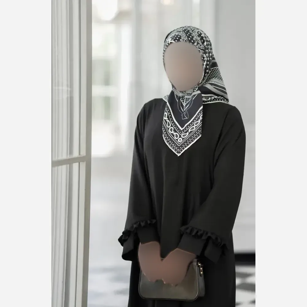عبا آستین چیندار جنس شانتون فری سایز