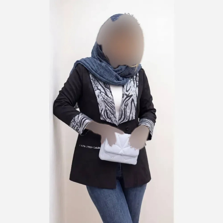 کت ژاکارد مجلسی زنانه مشکی یقه نقره ای فری سایز