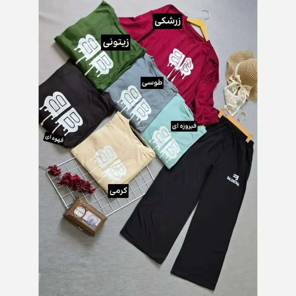 ست شومیز و شلوار زنانه اسپان درجه یک فری سایز تا 48 رنگبندی متنوع