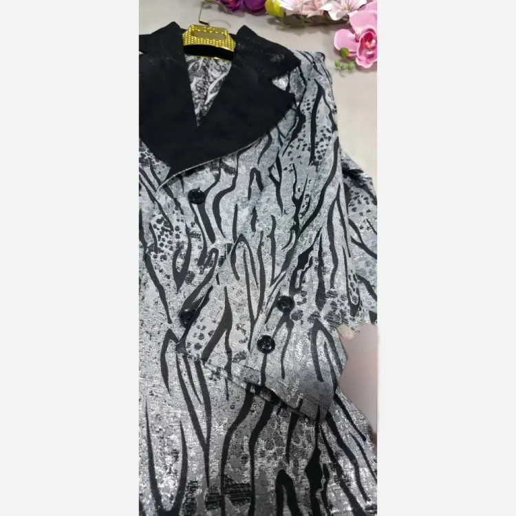 کت تک مریلا جنس ژاکارد مجلسی رنگ طلایی نقره ای خاکی فری سایز تا 46