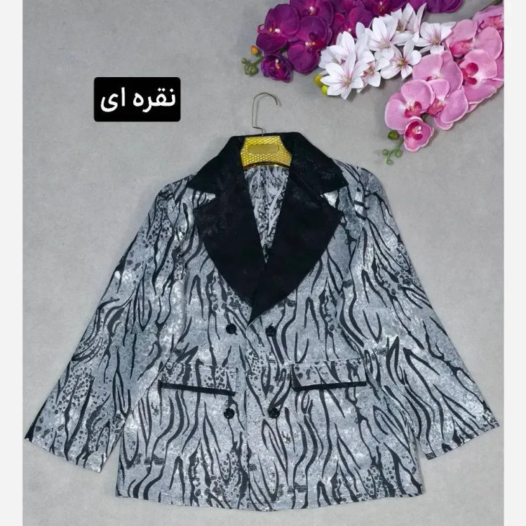 کت تک مریلا جنس ژاکارد مجلسی رنگ طلایی نقره ای خاکی فری سایز تا 46