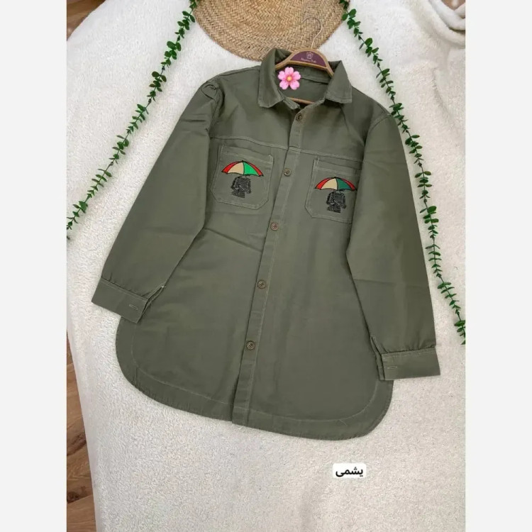 مانتو کتان پاییزه زنانه گلدوزی شده گرم بالا قد 79 رنگ بندی متنوع سایز L XL