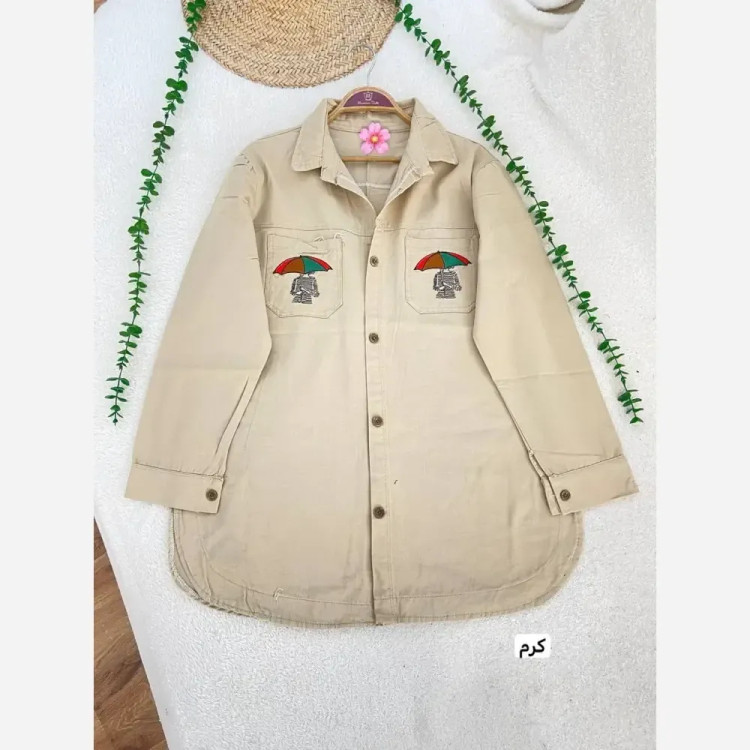 مانتو کتان پاییزه زنانه گلدوزی شده گرم بالا قد 79 رنگ بندی متنوع سایز L XL