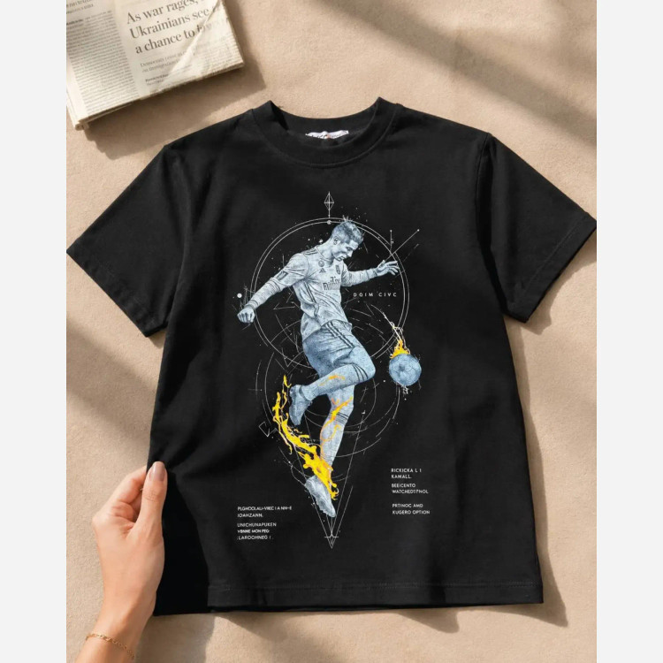 تیشرت پنبه لاکرا طرح رونالدو CR7 اورسایز بچگانه