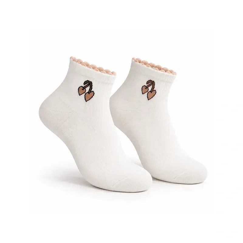 جوراب نیم پا زنانه مچ دالبری طرح گیلاس بروسکا سفید