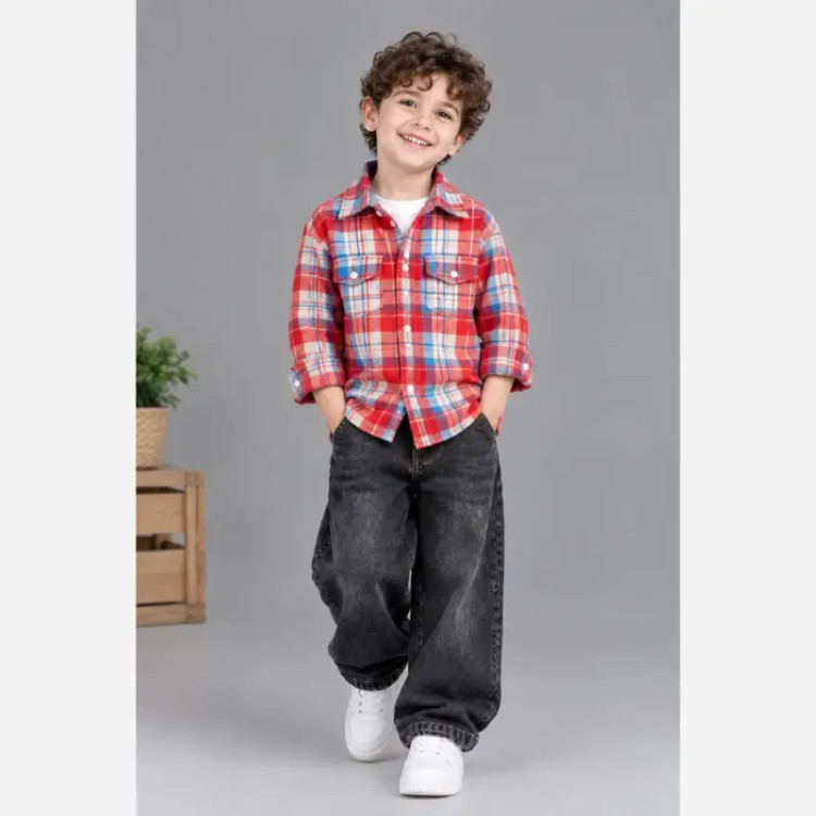 ست شاکت پشمی ضخیم و شلوار جین پسرانه از 2 تا 9 سال