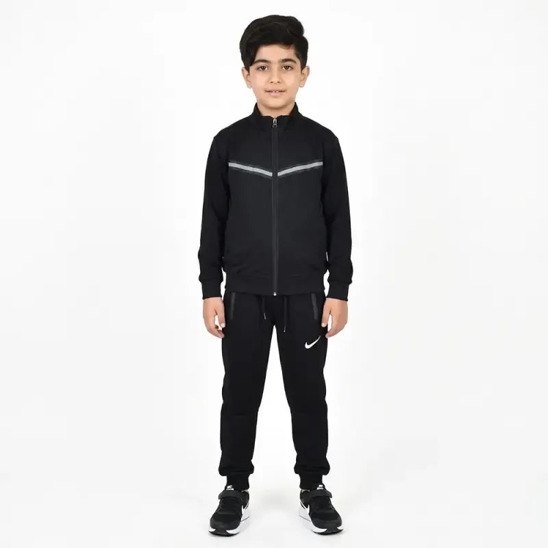 ست گرمکن و شلوار ورزشی پسرانه پارچه فلازیت رنگ مشکی