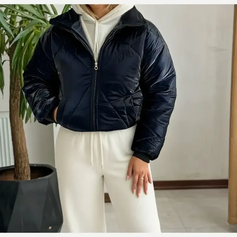کاپشن سیلیکونی زنانه پشم شیشه گرم بالا سایز 38 تا 46 سرمه ای و مشکی