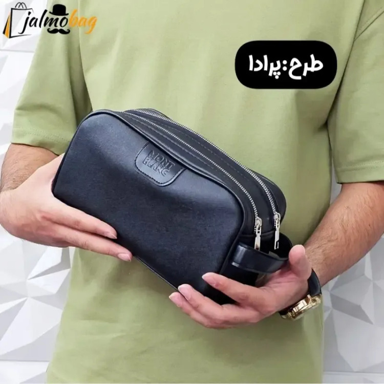 کیف دستی مردانه شوزبگ چرم صنعتی مرغوب دو خانه آستر خارجی بند دستی زیپ فلزی