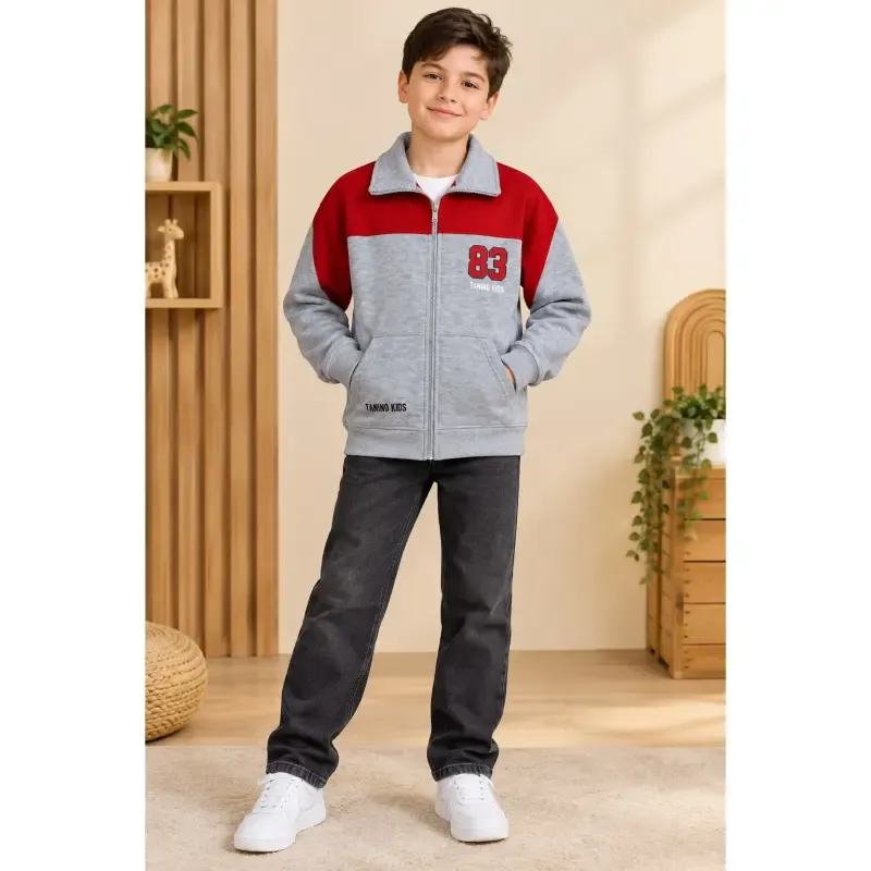 سوییشرت پسرانه حوله ای جیب دار سایز 55 و 60 مناسب 8 تا 11 سال رنگ قرمز سبز آبی