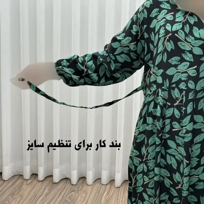 پیراهن نخی گلدار برگ فری سایز تا 46 سوپر نخ خارجی چهارفصل زنانه شیک راحت سایه نمیندازد کمربند دارد