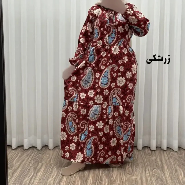 پیراهن فلور بوگاتی فری سایز تا 48 زنانه تنخور شیک و راحت چهارفصل بدون بدن نما