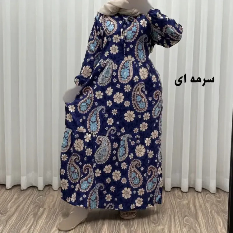 پیراهن فلور بوگاتی فری سایز تا 48 زنانه تنخور شیک و راحت چهارفصل بدون بدن نما