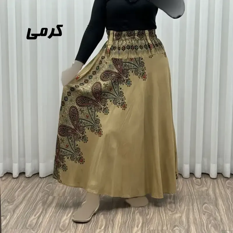 دامن وارداتی اندونزی مدل ترمه کد 1608 فری سایز مناسب تا سایز 48 قد 95 سانتیمتر سوپر نخ چهارفصل شیک و راحت