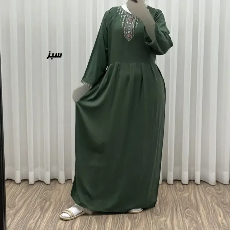پیراهن ساحلی نخی زنانه مدل آتریسا فری سایز مناسب تا سایز 48 بهمراه کمربند