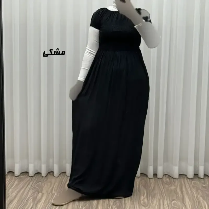 پیراهن ساحلی نخی زنانه و دخترانه آستین کوتاه فری سایز مدل باربی