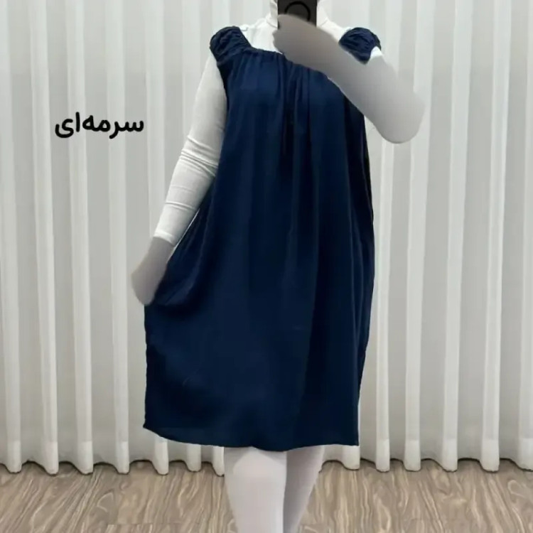 سارافون نخی زنانه کوتاه ساده فری سایز مناسب تا سایز 52
