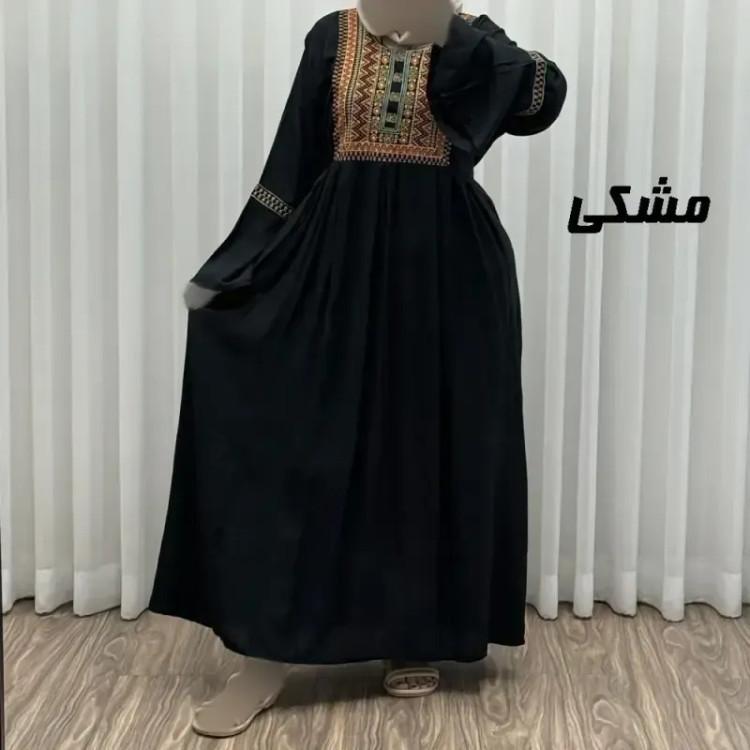 پیراهن نخی گلدوزی شده زنانه مدل مانیا فری سایز مناسب تا سایز 48