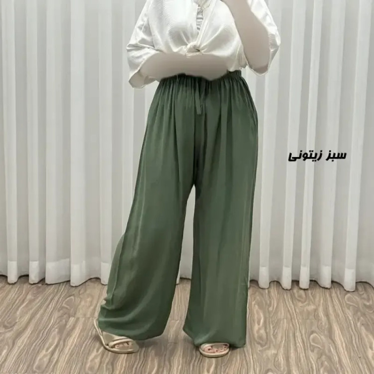 شلوار نخی زنانه قواره دار فری سایز مناسب تا سایز 48