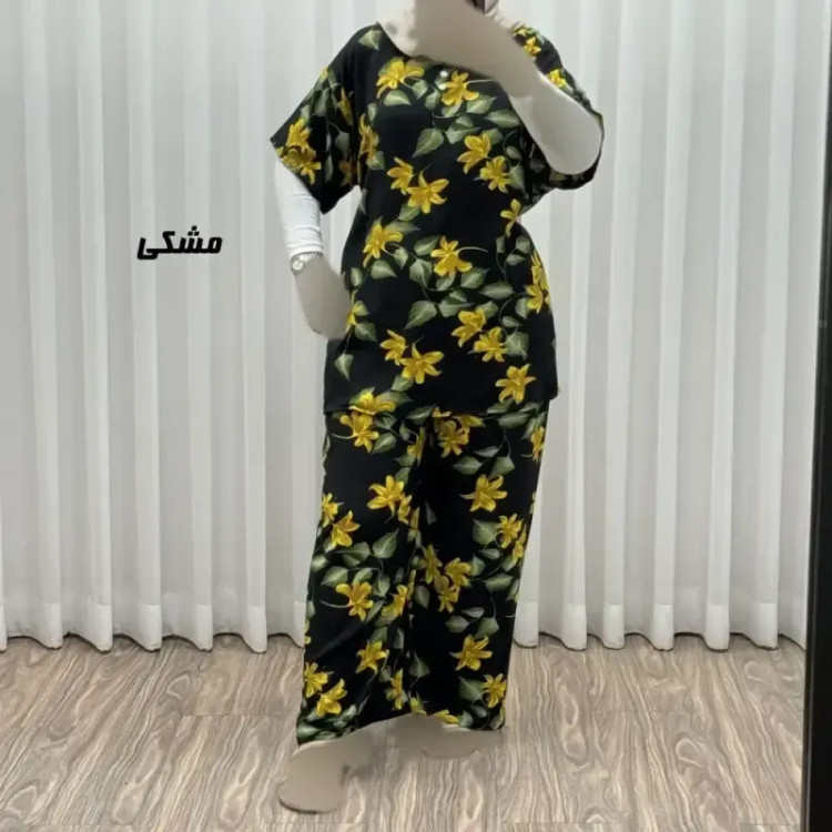 ست بلوز شلوار زنانه نخی فری سایز بزرگ مناسب تا سایز 54 چهارفصل