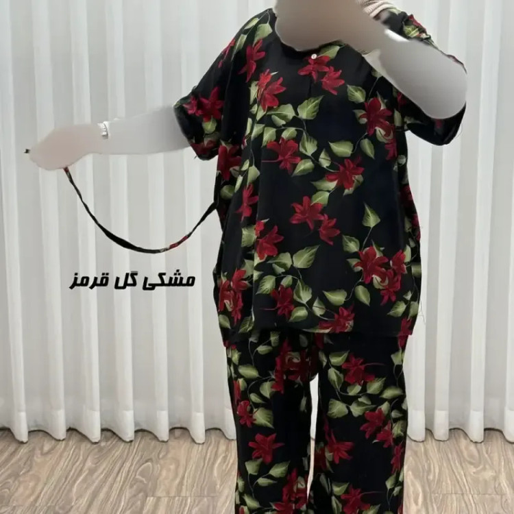 ست بلوز شلوار زنانه نخی فری سایز بزرگ مناسب تا سایز 54 چهارفصل